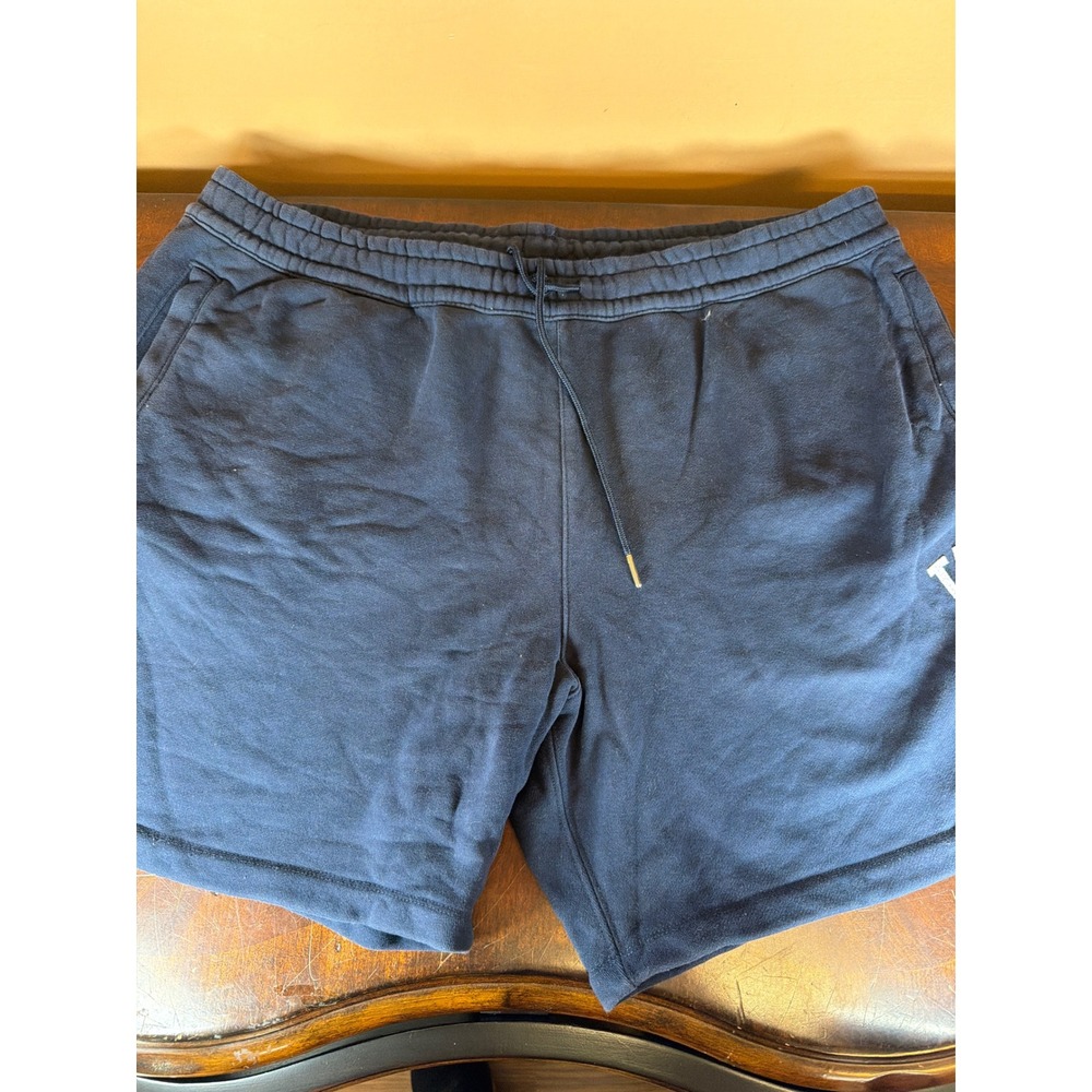 Sergio Tacchini Mens Navy Blue Fleece Tennis Graphic Sweat Shorts Size 2XL